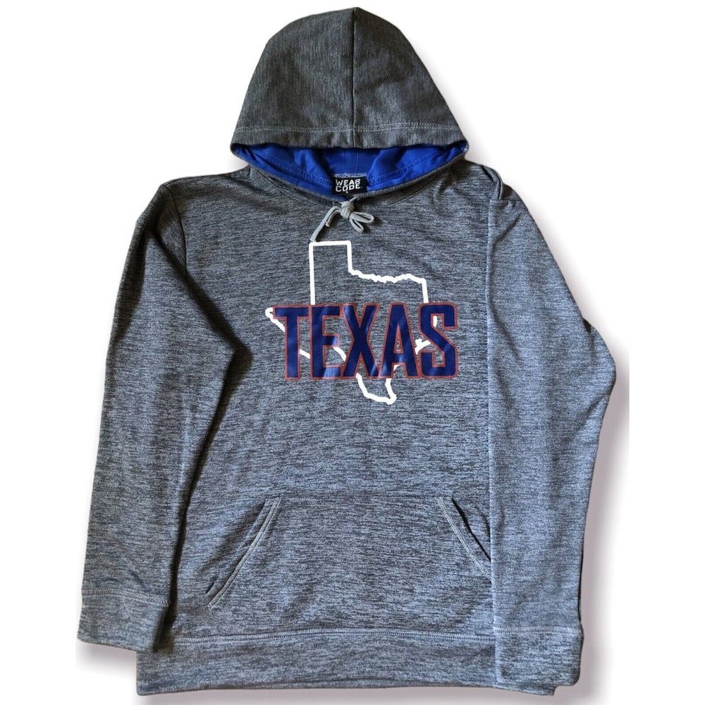 WEAR CODE MELANGE HOODIE TEXAS BLACK  PULLOVER SWEATSHIRT SIZE LARGE